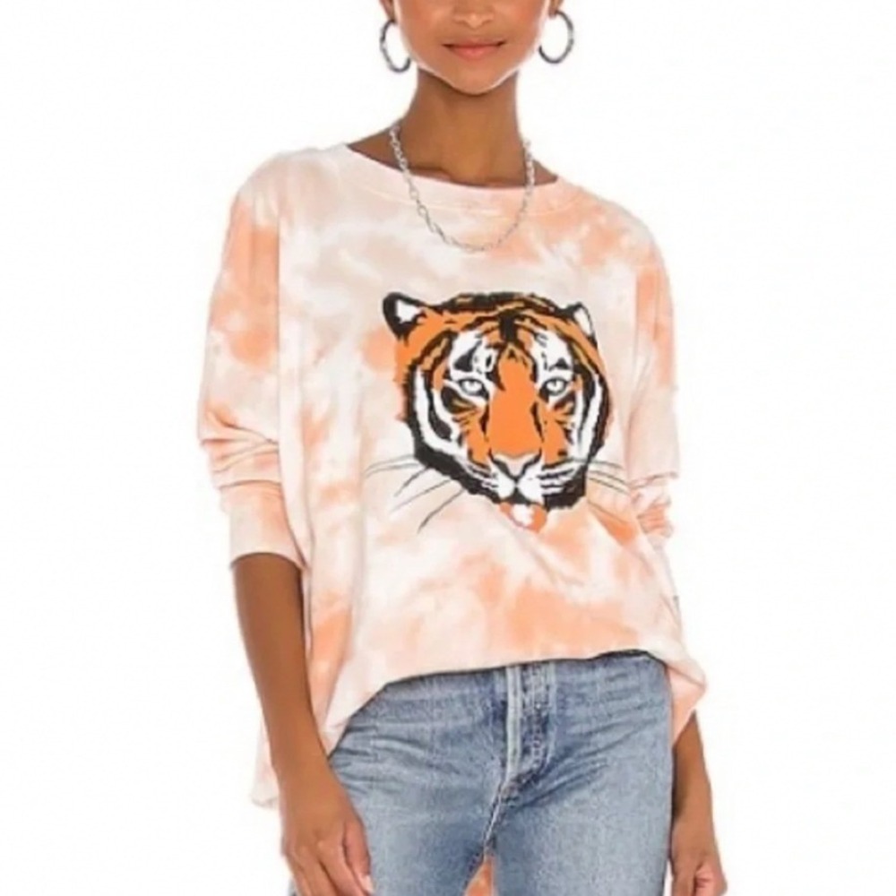 Wildfox Roadtrip La Tigre Oversized Crewneck Sweatshirt Size Medium